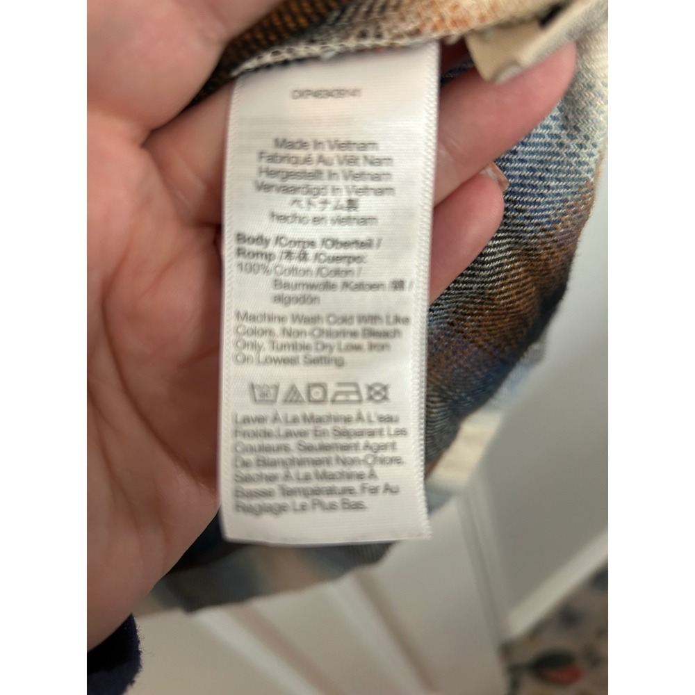 Madewell Plaid Flannel Button Down Shirt Blue Orange Ombre Cotton Small - Picture 6 of 8